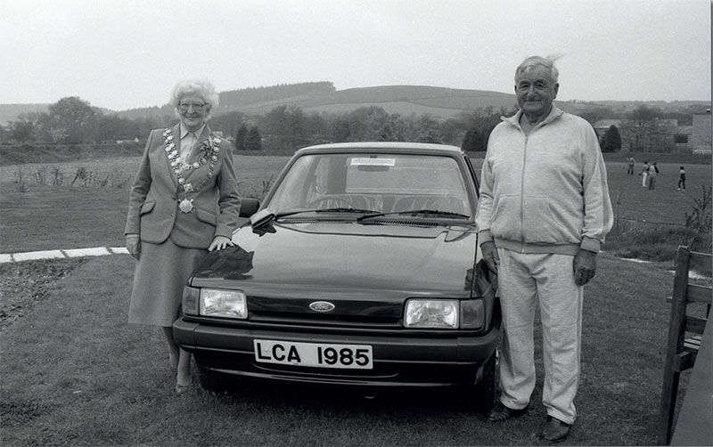 Lerryn resident winning the second Ford Fiesta raffle in 1985